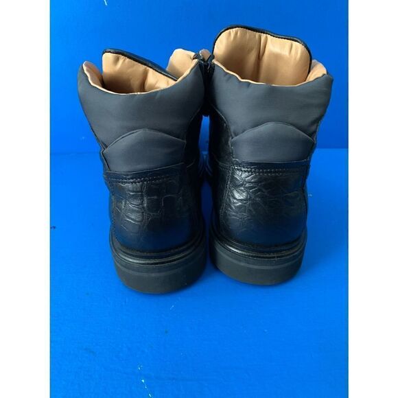 WORN 2x SANTONI EVEREST HIKING BOOT 8.5  D DERBY BURNISHED  Black  Croco - Picture 3 of 8